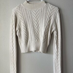 Elegant Chevron Knit Sweater in Cream